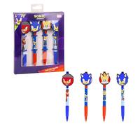Sonic The Hedgehog Pack of 4 Sonic Prime Pens, Sonic Tails and Knuckles 3D Design