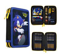 Sonic The Hedgehog Pencil Case with Stationery Included School Supplies Filled Pencil Case Colouring Pencils Boys Gifts