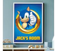 Sonic The Hedgehog Print - Sonic Gold Ring Thumbs Up Personalised Poster Wall Art (29.7cm x 42cm - A3)
