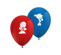 Procos Balloons Sonic the Hedgehog – Pack of 8, 21 cm Printed Latex, Red/Blue