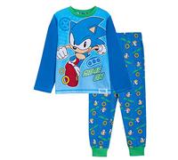 Sonic The Hedgehog Pyjamas for Kids Boys Sega Game On Full Length Pjs T-Shirt + Loungepants Set Blue/Green 7-8 Years