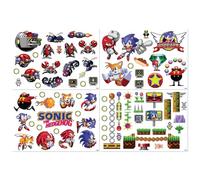 Sonic the Hedgehog Retro Tech Decals - 70+ Vinyl Stickers, 4 Sheets - Characters, Badniks & Icons - Reusable Laptop, Phone & Console Stickers - Officially Licensed