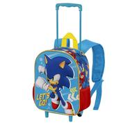 Sonic The Hedgehog - SEGA Go-Small 3D Backpack with Wheels, Blue, 26 x 34 cm, Capacity 7 L