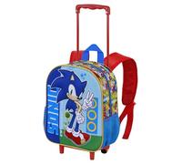 Sonic The Hedgehog - SEGA Unstoppable-Small 3D Backpack with Wheels, Blue, 26 x 34 cm, Capacity 7 L