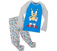 Sonic The Hedgehog Shadow Boys Long Sleeve Pyjama Set, Cosy Nightwear Soft PJs Loungewear Sleepwear, Gaming Gifts for Boys (Grey/Blue Sonic, 9-10 Years)