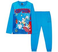 Sonic The Hedgehog, Shadow Boys Long Sleeve Pyjama Set, Cosy Nightwear Soft PJs Loungewear Sleepwear, Gaming Gifts for Boys (Blue Sonic, 7-8 Years)
