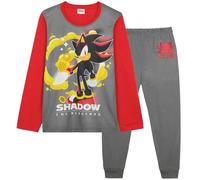 SONIC THE HEDGEHOG Shadow Boys Long Sleeve Pyjama Set, Cosy Nightwear Soft PJs Loungewear Sleepwear, Gaming Gifts for Boys (Red/Grey Shadow, 6-7 Years)