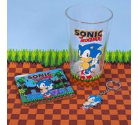 Sonic The Hedgehog Sonic Keyring, Glass & Coaster Set Blue