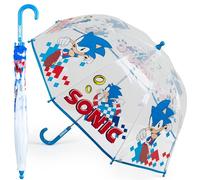 SONIC THE HEDGEHOG Umbrella - Folding Dome Birdcage Kids Umbrella Boys and Girls - Lightweight Travel with J-Handle - Official Merchandise