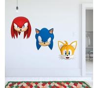 Sonic The Hedgehog Wall Sticker - Sonic Knuckles and Tails Heads Wall Art (90cm Width x 35cm Height)