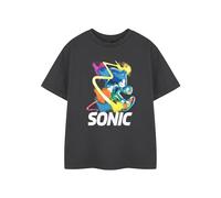 Sonic The Hedgehog Watercolour Kids Short Sleeved T-Shirt | Sonic & Tails Graphic Tee in Charcoal | Boys & Girls Apparel | Video Game Merchandise for Children & Teens