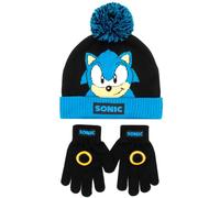 Sonic the Hedgehog Winter Hat & Gloves Set for Boys - Warm & Comfy Beanie Hat & Gloves - Perfect for Kids Ages 6-12 - Black