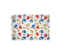 Sonic The Hedhehog Official Fleece Throw Blanket | Super Soft, Sonic the Hedgehog Design | Warm Super Soft Feel White Throw | Perfect for Home, Bedroom, Sleepovers & Camping | Size 100 x 150cm