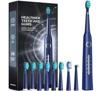 Sonic Toothbrush for Adults with 8 Brush Heads, Sonic Toothbrush Test Winner, 40,000 VPM, 5 Modes, 30 Days Running Time & Quick Charge, IPX7 Waterproof, Dark Blue