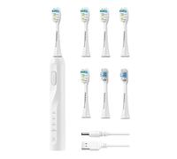 Sonic Toothbrush - TOUCHBeauty elettrico Toothbrush con 6 teste, 4 modalità, timer (bianco)