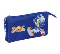 SONIC - Triple Pencil Case, Children's Pencil Case, Ideal for School-Aged Children, Comfortable and Versatile, Quality and Resistance, 22 x 3 x 12 cm