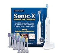 Sonic X by Best4 Toothbrush Latest Model, White, Powerful 50 Day Charge, Inc 12 Brush Heads