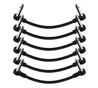 SONICAKE 6 Inch Guitar Patch Cable Guitar Effect Pedal Cables Noiseless 1/4" Right Angle TS Mono Cords for Effect Pedals Black 6 Pack
