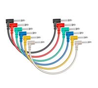 SONICAKE 8 Inch Guitar Patch Cables - Noiseless 1/4" Right Angle TS Mono Cords for Effect Pedals - Color 6 Pack