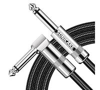SONICAKE Braided Guitar Cable 3m/10ft Guitar Instrument Cable 6.35mm 1/4" Right Angle to Straight Black