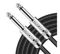 SONICAKE Braided Guitar Cable 6m/20ft Guitar Instrument Cable 6.35mm 1/4" Straight Angle to Straight Black
