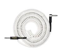 SONICAKE Coiled Guitar Cable 32 Feet/10M Instrument Cable for Electric Guitar Bass 1/4" Right Angle to Straight White