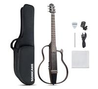 SONICAKE QGT-01 Electric Travel Guitar, Portable Solid Mahogany Body Acoustic Electric Guitar, Easy Assemble Frames, Multi Body-Shape Sim Preamp, Bag and Accessories