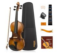 SONICAKE Violin 4/4 Full Size Fiddle Set with Hard Case, Shoulder Rest, Rosin, Bows, Clip-on Tuner and Extra Strings, QVL-01
