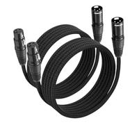 SONICAKE XLR Microphone Cable 2Pack 3M/10FT Male to Female 3 Pin Nylon Braided for Studio Recording and Live Production Black