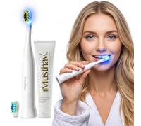 SonicBlu Electric Toothbrush for Home Use - Sonic Toothbrush with Blue LED to Activate Whitening Toothpaste - Gentle Bristles, Smart Timer & Whitening Boost Technology (Crystal White, Home Sonic LED)