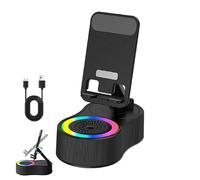 SonicDrop Dock - No-Pair Magic Speaker & Charging Stand, SonicDrop Dock Holder, Cell Phone Stand with Wireless Bluetooth Speaker, 360 Degree Rotation & 7 Colors Light, Gifts for Men Women (Black)
