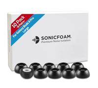 SONICFOAM Memory Foam Earbud Tips - Premium Noise Isolation, Replacement Foam Ear Tips, 10 Pack for Buds 3 Pro (Buds 3 Pro Large, Black)