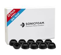 SONICFOAM Memory Foam Earbud Tips - Premium Noise Isolation, Replacement Foam Earphone Tips, 10 Pack (5 Pairs) for in Ear Headphone Earbuds (SF4 Small, Black)