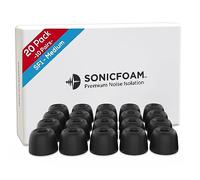 SONICFOAM Memory Foam Earbud Tips - Premium Noise Isolation, Replacement Foam Earphone Tips, 20 Pack for in Ear Headphone Earbuds (SF1 Medium, Black)