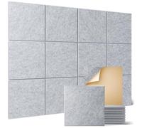 Sonicism 12 Pack Acoustic Wall Panels with Self-Adhesive,12" X 12" X 0.4" Sound Proof Foam Panels, Decorative Soundproof Wall Panels, Sound Proof Absorbing Tiles for Home&Offices, Silver Gray