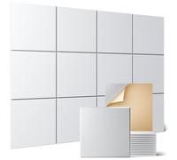 Sonicism 12 Pack Balanced Acoustic Wall Panels with Self-Adhesive, 12" X 12" X 0.4" Sound Proof Foam Panels, Decorative Soundproof Wall Panels, Sound Proof Absorbing Tiles for Home & Offices, White
