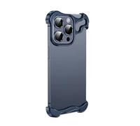 SONIGRA Minimalist Case for iPhone 12, Frameless & Borderless Slim Case with Built-in Lens Protector, Aluminum Alloy & Camera Cover Bumper, Blue