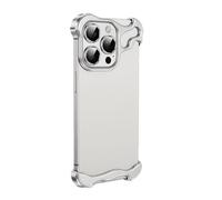 SONIGRA Special-Shaped Metal Corner Anti-Fall Case Suitable for iPhone 12, Borderless Slim No Back Shockproof Bumper with Lens Film Cover Bumper Phone Case (Silver, for iPhone 12)