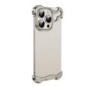 SONIGRA Special-Shaped Metal Corner Pad Anti-Fall Phone Case Suitable iPhone 12 Frameless Lens Film Naked Borderless Slim Thin Bare Metal Aluminum Feel, Suitable for iPhone 12 6.1"(Grey)
