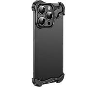 SONIGRA Ultra-Thin Frameless Case for iPhone 16 Pro Max, Minimalist with Shockproof Corner, Personalized with Camera Lens Protector Titanium Metal Corner Slim Case - Black