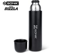 Sonik Sizzla Stainless Steel 1L Flask UC0010 Ideal for Fishing Work Hot or Cold Drinks