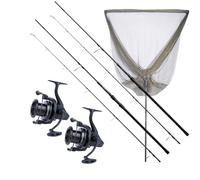 Sonik Xtractor+ 2 Rod Carp Fishing Kit | 2x 10ft 3lb Test Curve Rods | 2x Reels | Net | Carp Fishing Combo | Ideal Starter Kit