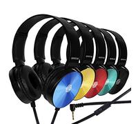 Sonitum Premium Classroom Headphone with Microphone (5 Pack) - Kids Wired Earphones Mic for School Students K-12 & Teachers, Soft Swivel On Ear Pads- Perfect E-Learning, Meetings, Calls -(Colorful)