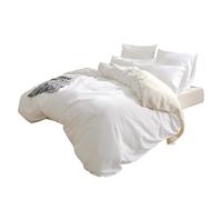 Sonive 100% Cotton King Size Duvet Cover Set with Pillowcases White,Hotel Quality Quilt Cover Bedding Sets 155 x 220 cm, 2 pillowcases 80 x 80 cm, White, Lightweight, Breathable,Soft Bed Covers