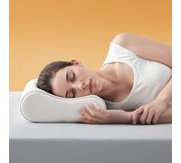 Sonive Contour Memory Foam Pillow Ergonomic Head Neck Support Pillows, Bed Pillow with 30% bamboo + 70% polyester Cover, for Side, Back, Stomach Sleepers, White 60×33×12/10cm