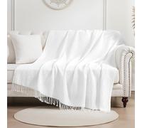 Sonive Cotton Waffle Blanket 270 GSM (White - 152x203 cm) Soft Lightweight Throw Blanket for All Season Decoration Blanket for Bed Sofa Car 60 * 80in