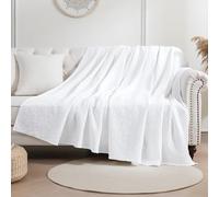 Sonive Cotton Waffle Blanket 270 GSM (White - 228x228 cm) Soft Lightweight Throw Blanket for All Season Decoration Blanket for Bed Sofa Car 90 * 90in