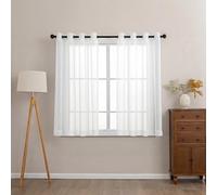 Sonive Curtains Set of 2 L 137×W 145 cm 57×53 in Linen-Look Transparent