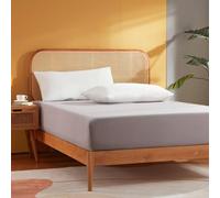 Sonive Double Fitted Sheet, Soft Brushed Polyester, Breathable Bed Sheets, Extra Large Pocket Depth of 30 cm Light Grey, 135 x 190 + 30cm