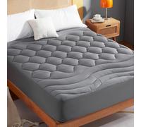 Sonive King Size Mattress Topper, 150 x 200 cm Mattress Topper Kingsize Extra Deep 38cm Pocket, Grey Fitted Mattress Protector with Elasticized Rubber Band